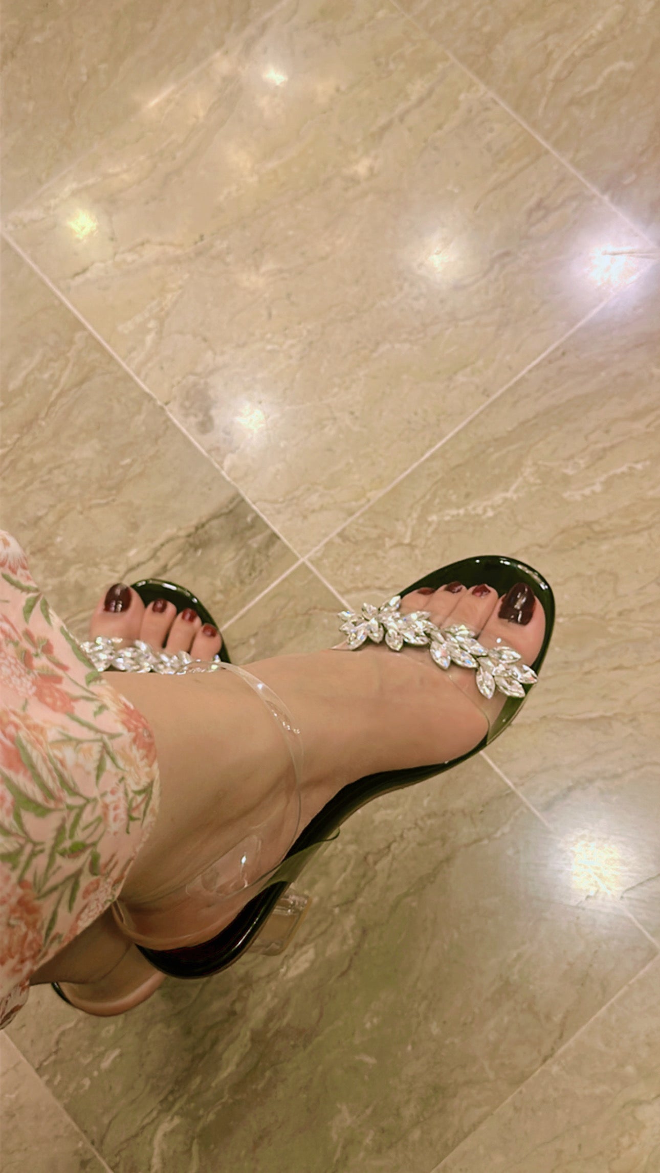 Transparent Stone Heel Black